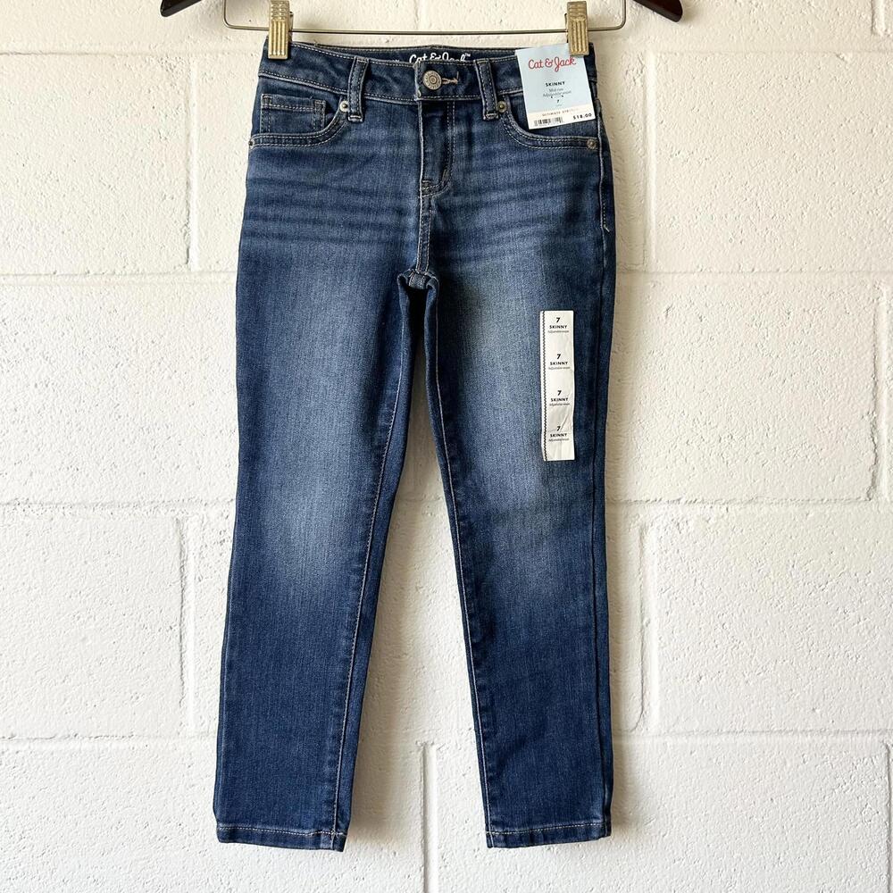 Cat & Jack Dark Wash Mid Rise Skinny Jeans Size 7